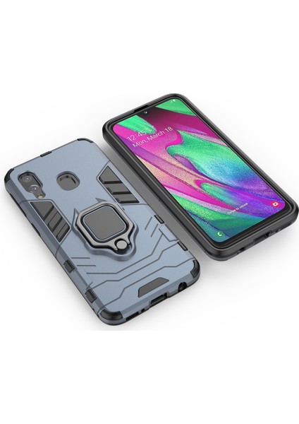 Samsung Galaxy A40 Için Serin Koruyucu Yüzük Tutucu Kickstand Pc Tpu Hibrid Kılıf - Mavi (Yurt Dışından) modelleri