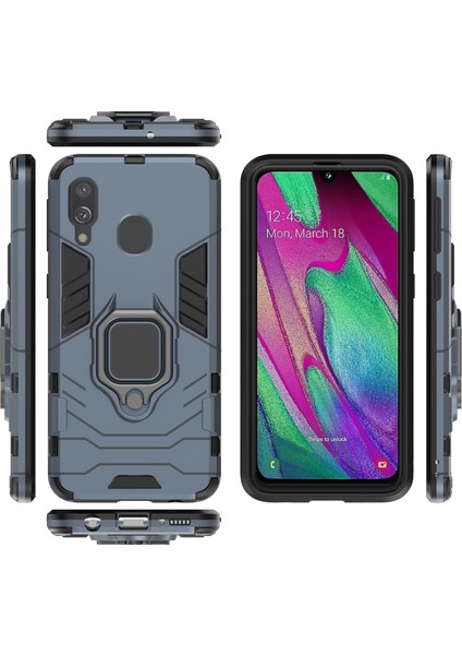 Samsung Galaxy A40 Için Serin Koruyucu Yüzük Tutucu Kickstand Pc Tpu Hibrid Kılıf - Mavi (Yurt Dışından) fırsatları