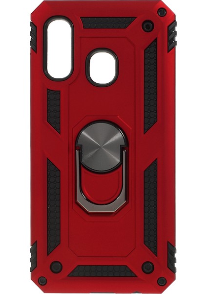 Samsung Galaxy A40 Için 2'si 1 Askeri Düşme Önleyici Rotasyon Telefonu Kapağı - Kırmızı (Yurt Dışından)
