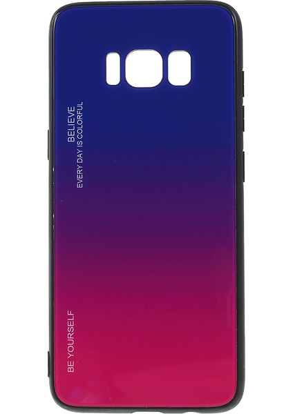 Samsung Galaxy S8 G950 Için Gradyan Renkli Cam+Pc+Tpu Telefon Kasası - Mavi/gül (Yurt Dışından)
