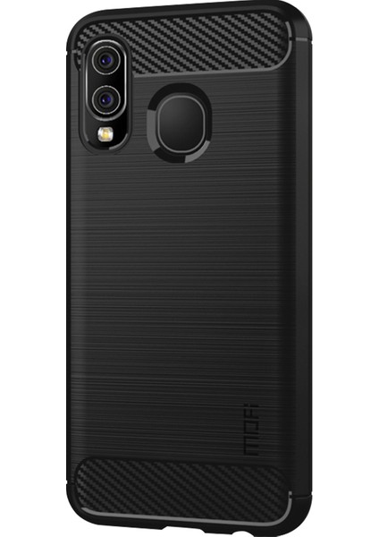 Samsung Galaxy A40 Için Karbon Fiber Doku Fırçalanmış Tpu Kasası - Siyah (Yurt Dışından) fiyatları