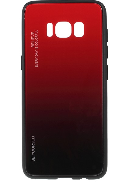Samsung Galaxy S8 G950 Için Gradyan Renkli Cam+Pc+Tpu Telefon Kılıfı - Kırmızı/siyah (Yurt Dışından)