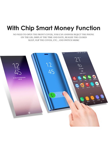 Samsung Galaxy S9+ G965 Kaplamalı Ayna Yüzey Bilgileri Görünüm Stand Stand Dergisi Akıllı Mobil Muhafaza - Mavi (Yurt Dışından) modelleri