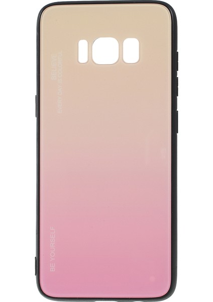 Samsung Galaxy S8 G950 Için Gradyan Renkli Cam+Pc+Tpu Telefon Kasası - Altın/pembe (Yurt Dışından)
