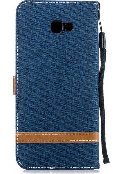 Samsung Galaxy J4 Plus/j4 Prime Için Iki Tonlu Jean Bez Deri Stand Cüzdan Kabuğu - Koyu Mavi (Yurt Dışından) modelleri