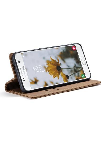 Samsung Galaxy S7 SM-G930 Için Otomatik Emilmiş Deri Cüzdan Telefon Kabuğu-Kahverengi (Yurt Dışından)
