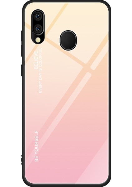 Samsung Galaxy M20 Için Çizilmeye Dayanıklı Temperli Cam Tpu+Pc Gradyan Kasa - Altın/pembe (Yurt Dışından)