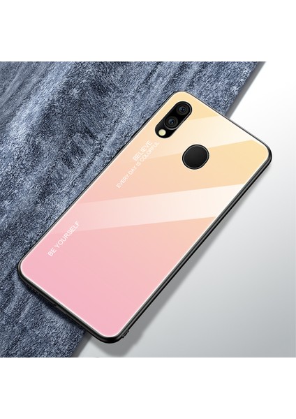 Samsung Galaxy M20 Için Çizilmeye Dayanıklı Temperli Cam Tpu+Pc Gradyan Kasa - Altın/pembe (Yurt Dışından) fiyatları