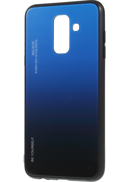 Samsung Galaxy A6 Plus /j8 Için Gradyan Renkli Cam+Pc+Tpu Telefon Kasası - Mavi /siyah (Yurt Dışından)