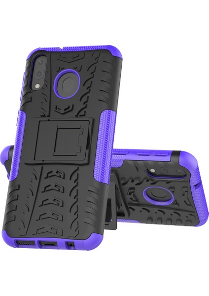 Samsung Galaxy M20 Için Kickstand ile 2'si 1 Arada Lastik Deseni Pc+Tpu Hibrid Cep Telefon Kılıfı-Mor (Yurt Dışından) fiyatları