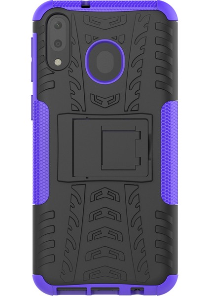 Samsung Galaxy M20 Için Kickstand ile 2'si 1 Arada Lastik Deseni Pc+Tpu Hibrid Cep Telefon Kılıfı-Mor (Yurt Dışından) modelleri