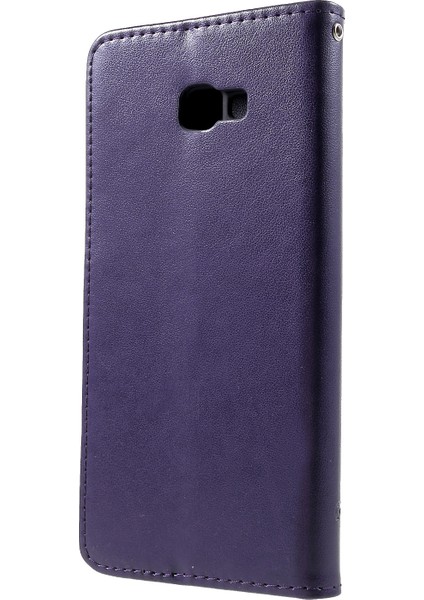 Samsung Galaxy J4 Plus Için Baskı Kelebek Çiçek Cüzdan Stand Deri Flip Case - Dark Purple (Yurt Dışından) fiyatları