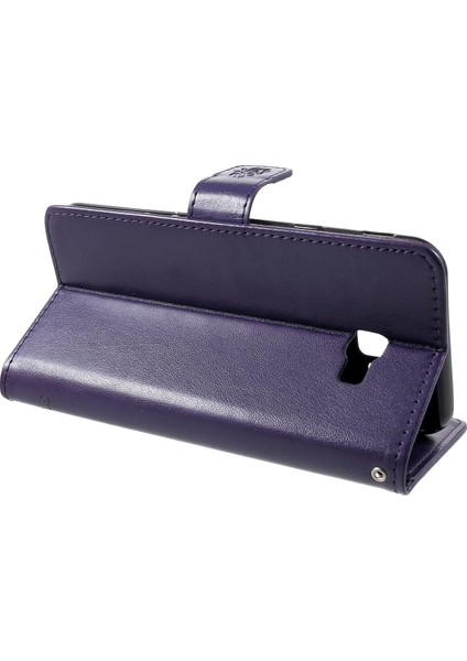 Samsung Galaxy J4 Plus Için Baskı Kelebek Çiçek Cüzdan Stand Deri Flip Case - Dark Purple (Yurt Dışından) fırsatları
