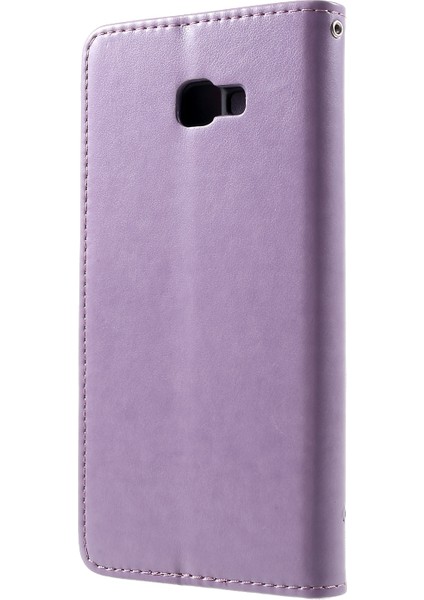 Samsung Galaxy J4 Plus Için Kelebek Çiçek Cüzdan Stand Deri Cep Telefonu Kılıfı - Light Mor (Yurt Dışından) fiyatları