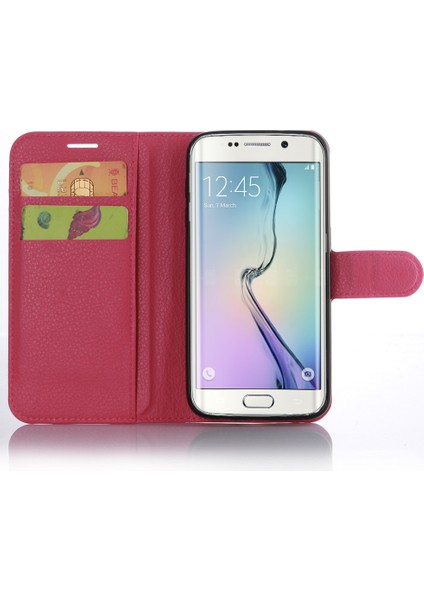 Samsung Galaxy S7 Edge Cep Telefon Aksesuarları Için Litchi Cilt Cüzdan Deri Telefon Kapağı - Gül (Yurt Dışından)