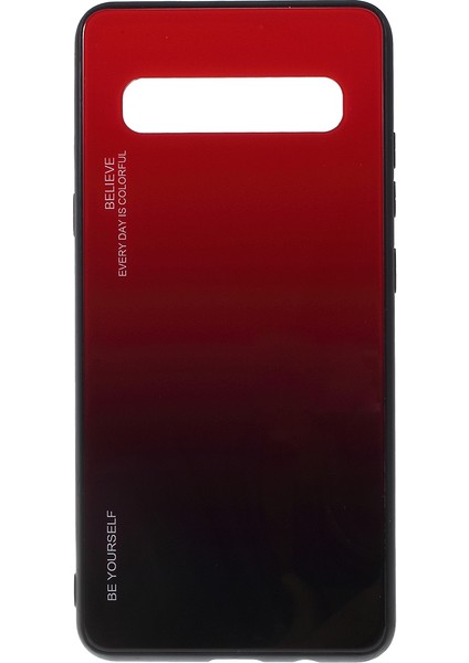Gradyan Renk Cam+Tpu Telefon Kapak Samsung Galaxy S10 5g - Kırmızı/siyah Için (Yurt Dışından)