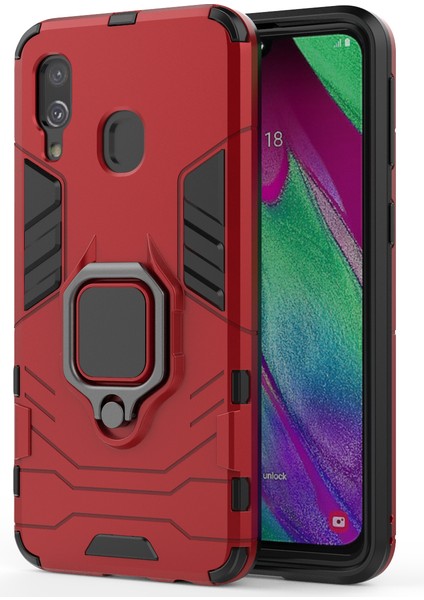 Samsung Galaxy A40 Için Serin Koruyucu Yüzük Tutucu Kickstand Pc Tpu Hibrid Kılıf - Kırmızı (Yurt Dışından) fiyatları