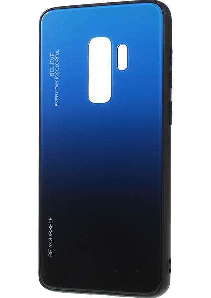 Samsung Galaxy S9 Plus G965 Için Gradyan Renk Cam+Pc+Tpu Telefon Kılıfı - Mavi/siyah (Yurt Dışından) modelleri