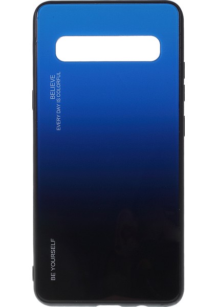 Gradyan Renk Cam+Tpu Telefon Kapağı Samsung Galaxy S10 5g Için Muhafaza - Mavi/siyah (Yurt Dışından)