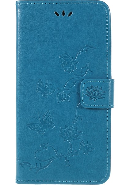 Baskı Kelebek Çiçekleri Manyetik Cüzdan Samsung Galaxy A6 - Mavi Için Stand Cep Telefonu Kabuğu - (Yurt Dışından)