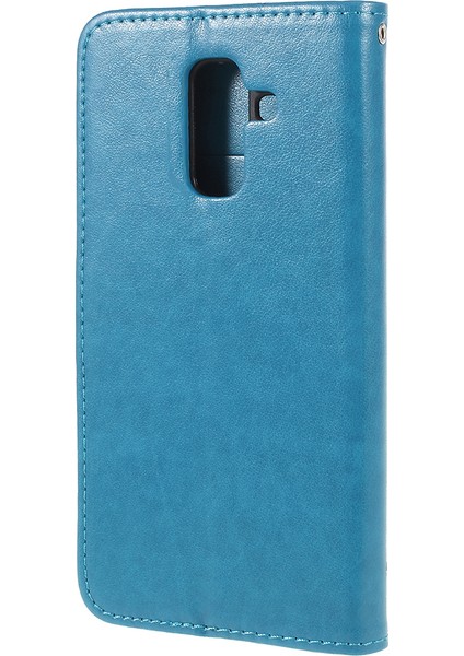 Baskı Kelebek Çiçekleri Manyetik Cüzdan Samsung Galaxy A6 - Mavi Için Stand Cep Telefonu Kabuğu - (Yurt Dışından) modelleri