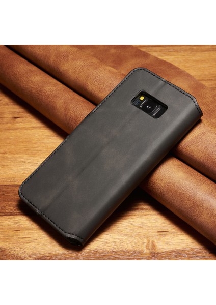 Samsung Galaxy S8 SM-G950 Deri Kabuk, Retro Stil | Cüzdan | Stand - Siyah (Yurt Dışından) fiyatları