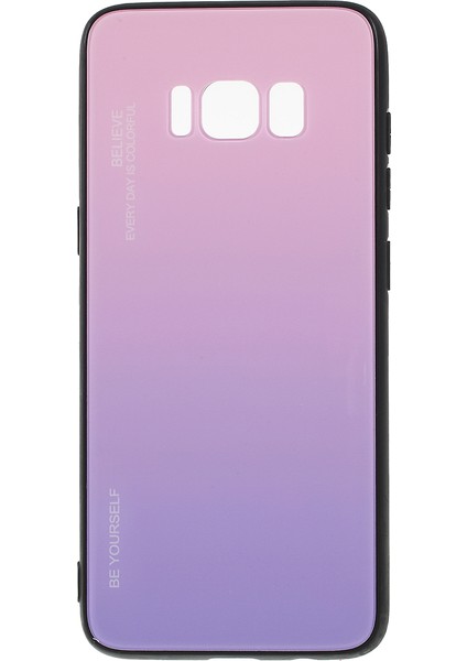 Samsung Galaxy S8 G950 Için Gradyan Renkli Cam+Pc+Tpu Telefon Kılıfı - Pembe/mor (Yurt Dışından)