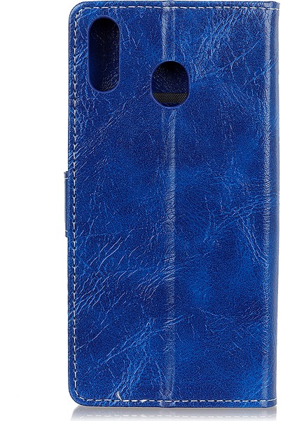 Samsung Galaxy A40 Için Crazy Horse Deri Cüzdan Kılıfı - Mavi (Yurt Dışından)