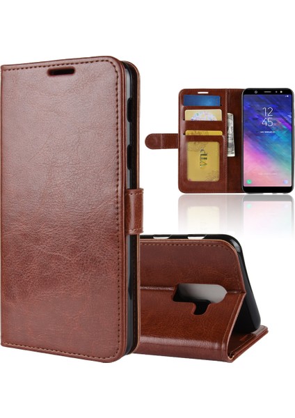 Crazy Horse Folio Flip Deri Kart Tutucu Case Accessories Samsung Galaxy A6 Plus /a9 Star Lite - Brown (Yurt Dışından)