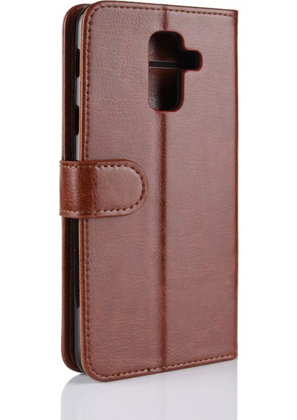 Crazy Horse Folio Flip Deri Kart Tutucu Case Accessories Samsung Galaxy A6 Plus /a9 Star Lite - Brown (Yurt Dışından)