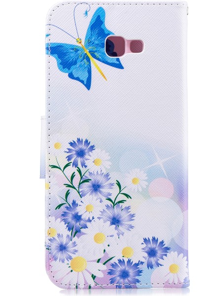 Desen Baskı Pu Deri Cep Telefonu Samsung Galaxy Için Kart Tutucu ile Kapak J4+/j4 Prime - Mavi (Yurt Dışından) modelleri