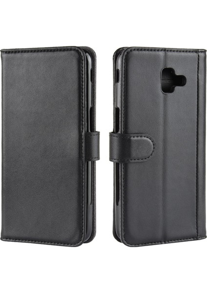 Samsung Galaxy J6 Için Plus Split Deri Flip Case - Siyah (Yurt Dışından)