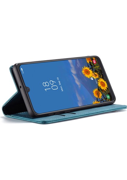 Folio Flip Otomatik Emici Deri Cüzdan Standı Samsung Galaxy A40 - Mavi Için (Yurt Dışından)