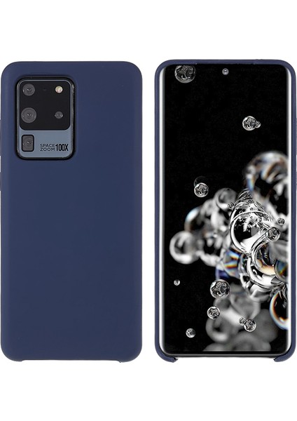 Samsung Galaxy S20 Ultra Telefon Için Çantayı Kapsayan Premium Katı Hal Silikon Telefon Kılıfı Cep Telefonu Koruyucusu-Dark Mavi (Yurt Dışından)