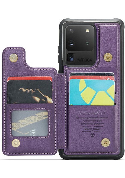 Samsung Galaxy S20 Ultra Rfıd Engelleme Kart Tutucu Pu+Tpu Kickstand Telefon Kapak Morası (Yurt Dışından) fiyatları