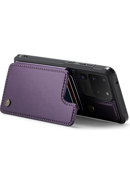 Samsung Galaxy S20 Ultra Rfıd Engelleme Kart Tutucu Pu+Tpu Kickstand Telefon Kapak Morası (Yurt Dışından) modelleri