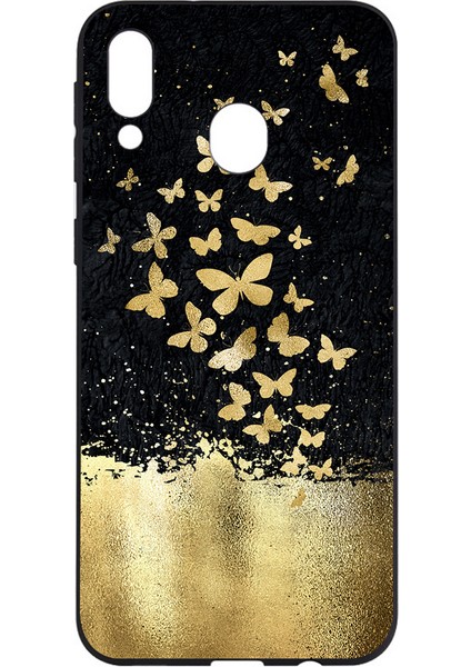 Samsung Galaxy A40 Için Desen Baskı ve Kabartma Flexi Mat Tpu Telefon Kapağı - Altın (Yurt Dışından)