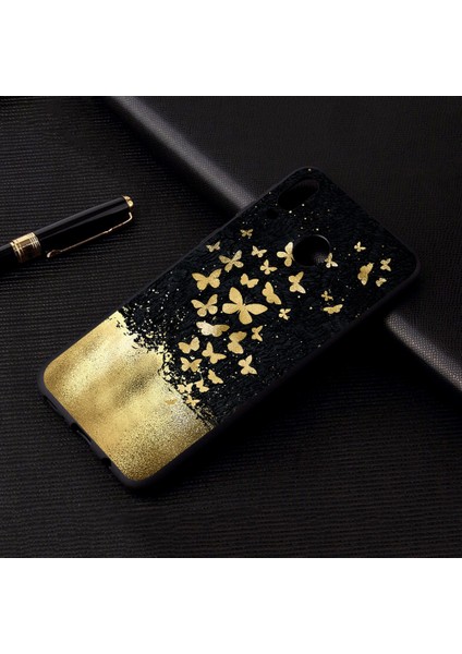 Samsung Galaxy A40 Için Desen Baskı ve Kabartma Flexi Mat Tpu Telefon Kapağı - Altın (Yurt Dışından) fırsatları