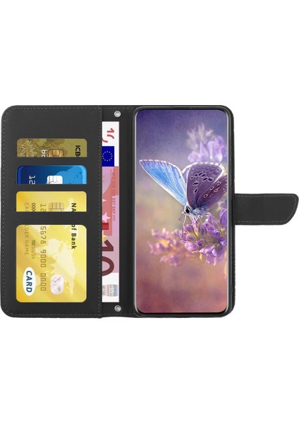 Samsung Galaxy S20 Ultra Pu Deri Kelebek Çiçek Deseni Için Baskılı Cüzdan Kılıfı Stand Iç Tpu Cilt Touch Duygu Kapağı Strap-Black (Yurt Dışından)