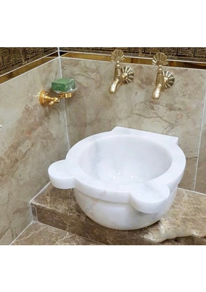 Beyaz Mermer Duz Kurna