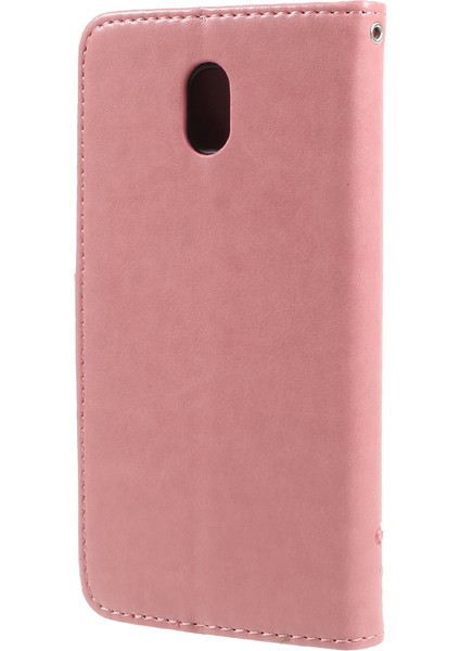 Baskı Kelebek Çiçek Manyetik Cüzdan Pu Deri Stand Samsung Galaxy J5 (2017) Ab/asıa Versiye - Pınk (Yurt Dışından)