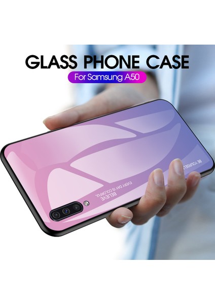 Samsung Galaxy A50/A50S/A30'LAR Için Gradyan Renk Cam+Tpu+Pc Telefon Kılıf Aksesuarı - Gül/mavi (Yurt Dışından) modelleri