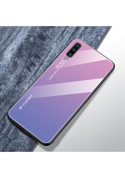 Samsung Galaxy A70 - Pembe/mor Için Gradyan Renk Cam+Tpu Hibrit Kılıf (Yurt Dışından)