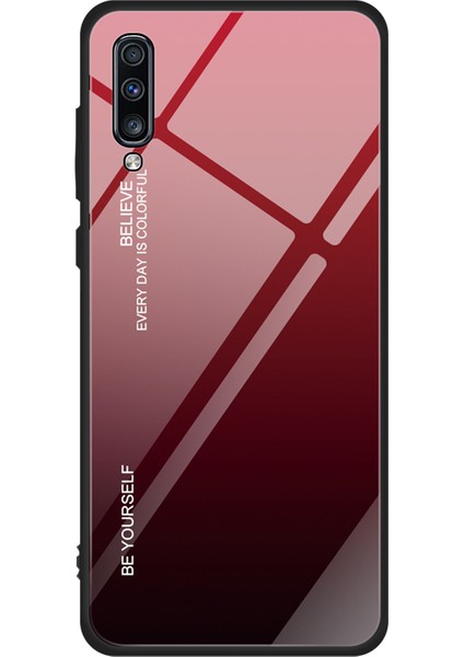 Samsung Galaxy A70 - Kırmızı/siyah Için Gradyan Renk Cam+Tpu Hibrit Kılıf (Yurt Dışından)