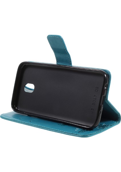 Baskı Kelebek Çiçek Manyetik Cüzdan Pu Deri Deri Stand Koruyucu Telefon Kapağı Samsung Galaxy J5 (2017) Ab/asya Sürümü - Mavi (Yurt Dışından)