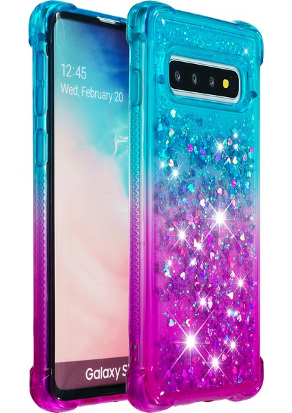 Samsung Galaxy S10 Için Gradyan Parıltı Tozu ve Tpu Kasası - Bebek Mavisi/mor (Yurt Dışından) modelleri