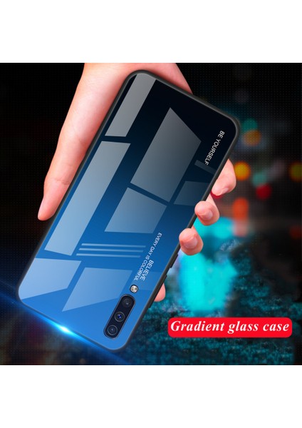 Samsung Galaxy A50/A50S/A30'LAR Için Gradyan Renk Cam+Tpu+Pc Telefon Kılıf Aksesuarı - Mavi/siyah (Yurt Dışından) fırsatları