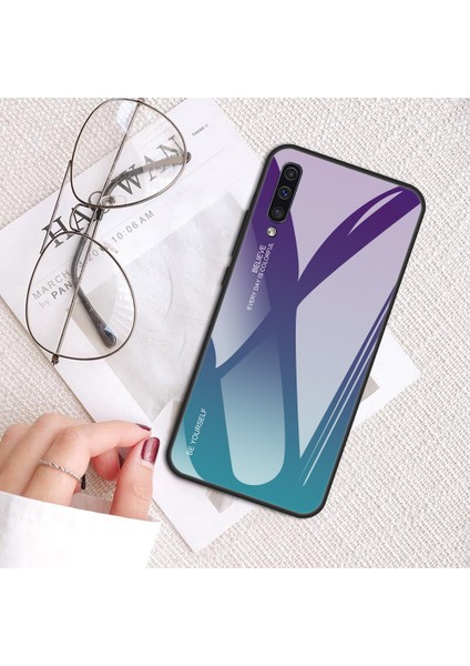Samsung Galaxy A50/A50S/A30'LAR Için Gradyan Renkli Cam+Tpu+Pc Telefon Kılıf Aksesuarı - Mor/canan (Yurt Dışından) fiyatları