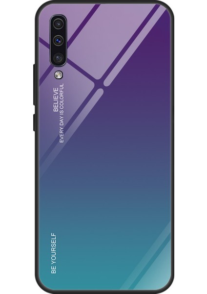 Samsung Galaxy A50/A50S/A30'LAR Için Gradyan Renkli Cam+Tpu+Pc Telefon Kılıf Aksesuarı - Mor/canan (Yurt Dışından) modelleri