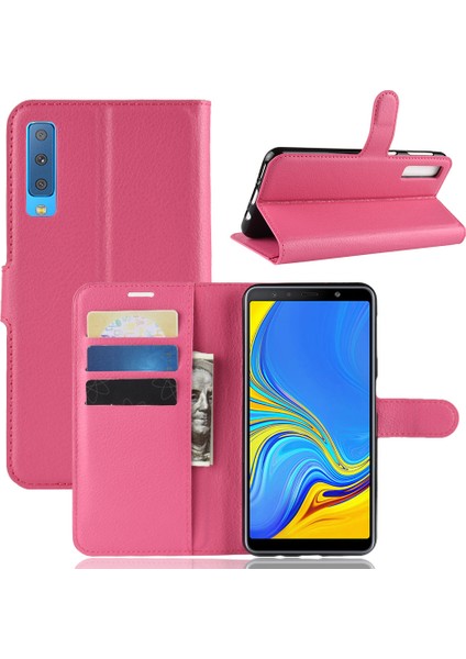 Cüzdan Stand Tasarımı ile Samsung Galaxy A7 Için Litchi Skin Pu Deri Koruma Telefon Kabuğu - Gül (Yurt Dışından)